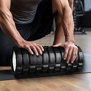 Foam Roller Rolo de espuma 33cm de alta densidade para exercícios, massagens e recuperação muscular（Preto）