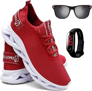 QueroShoes Kit Tênis Masculino de Corrida e Caminhada + Óculos de Sol Madeirado e Relógio
