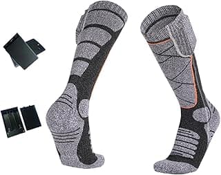 Baoblaze Meias aquecidas para botas, meias de esqui para ciclismo, camping, patinação no gelo e esportes ao ar livre, Cinza