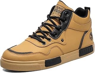 WELRUNG Tênis de Skate Masculino Cano Alto Estilo Chinês, Estiloso E Confortável, Ideal para Skate, Corrida E Caminhada, Tamanho 9,5, Amarelo.