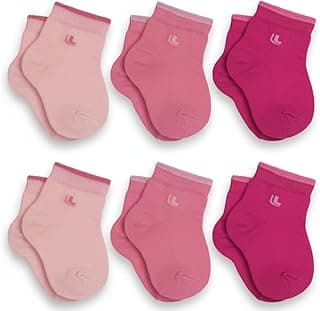 Meia Bebê Menina Lupo Kit 6 Pares Tamanho 0 a 4 Meses e 16 a 23 Rn Recém Nascido Cores Rosa e Branco Original Algodão Calcanhar Verdadeiro