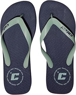 Chinelos masculinos Colcci Basic Mid, azul escuro com detalhes verdes
