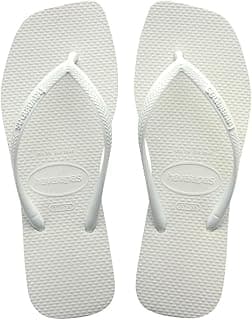 Chinelos Havaianas Slim Square brancos femininos em fundo branco