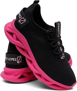 Tênis esportivo feminino preto e rosa com logo Z branco