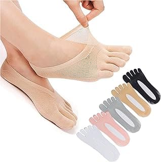 NEOXOL 5 pares de meias de compressão ortopédicas, alívio de joanetes, meias invisíveis para mulheres, meias de cinco dedos, meias de ioga de bico inteiro