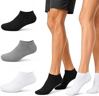 Genérico Kit 12 Pares de Meias Soquete Unissex, Algodão com Elastano e poliesster, Cano Curto, Cores Branca, Preta e Cinza, Confortável e Ótimo Ajuste