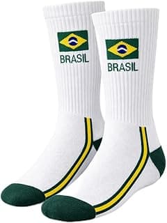 Genérico Meia Brasil Esportiva Unissex Cano Médio | Confortável e Respirável para Torcer pelo Brasil