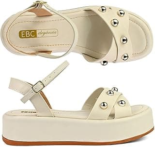 Genérico Sandália Feminino Flatform Salto Alto Anabela Flat Form Confortável FT3.01