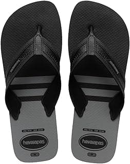 Chinelo de Dedo Havaianas City Basic Tira Resistente Masculino preto com listras cinzas