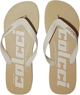 Chinelos unissex Colcci bege com logo branco