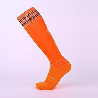 Generic Meias masculinas de futebol americano, meias esportivas acolchoadas com fundo grosso, absorção de suor e respiráveis, longas listradas, meias de futebol