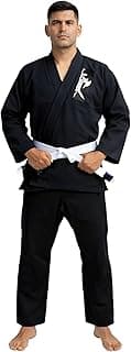 Genérico Kimono Jiu Jitsu Adulto Trançado com Faixa, 100% Algodão, Manga Comprida, Artes Marciais, Disponível em Azul, Branco e Preto