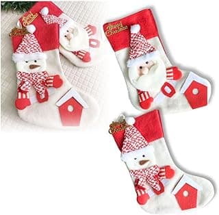 Kit Meia de Natal Decoração Bota Para Porta Par Papai Noel e Bonec0 de Neve Enfeite de Porta Natalino Decoração Festiva Temática Presente Inverno Fofa Enfeite Suspensa Criativa Família Tecido Meias