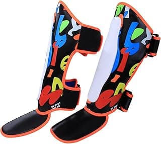 aqxreight Bn Luta Protetor de Perna Caneleiras para Boxe Muay Thai Taekwondo Treinamento Elástico Absorção de Choque Gancho & Tamanho S Preto