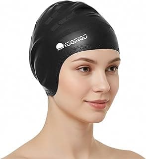 Touca de natação - Touca de natação de silicone para mulheres e homens, touca de natação de cabelo comprido para adultos, crianças mais velhas, mantém o cabelo seco e protege as orelhas