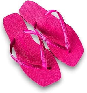 Chinelos femininos rosa brilhantes com design de dedo e alças de ajuste, padrão em relevo