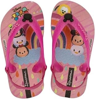 Sandálias infantis Grendene Kids Ipanema com estampa Disney, rosa, personagens Mickey e Minnie