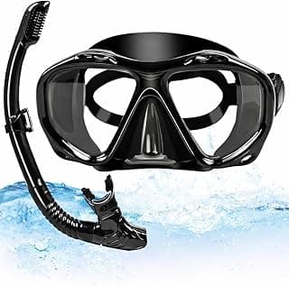 Kit Snorkel Seco Adulto | Máscara de Mergulho Panorâmica 180° | Conjunto Profissional Antiembaçante, Vedação Antivazamento | Praia, Piscina e Snorkeling