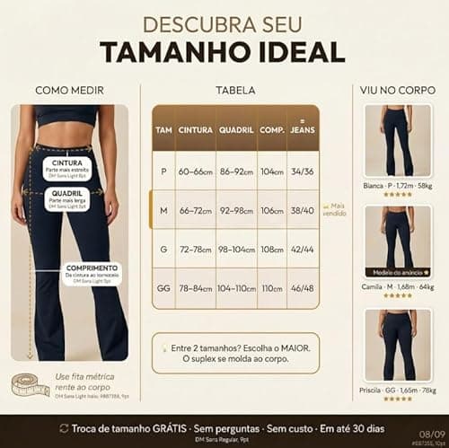 1 Calça Flare Legging Suplex Feminina Esportiva Casual Dia a Dia Zero Transparência Cintura Alta Levanta Bumbum Leg Bailarina Elasticidade 4 Vias Cós Duplo (BR, Alfa, M, Regular, Regular, Preto)