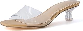 CUSHIONAIRE Sandália feminina de salto gatinho transparente da Doral com bico aberto e palmilha acolchoada