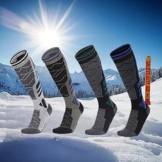 Generic Meias masculinas de lã merino para clima frio até o joelho, meias térmicas de esqui quentes para snowboard, neve, caça (estilos aleatórios)