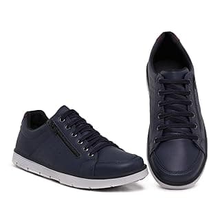 Foxstar Masculino Sapatênis Casual Social com Zíper e Cadarço Confortável
