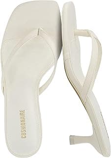 CUSHIONAIRE Sandália feminina Miami Kitten com salto + espuma viscoelástica, larguras disponíveis, Marfim, 36
