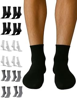 Genérico Kit 12 Pares Meia Masculina Cano Médio, Algodão, Tamanho 37-42, Ideal para Trabalho e Academia, Pacote Econômico Preto Branco Cinza Cano Alto