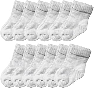 Genérico 12 Pares de Meia Meias Lisa Bebê Infantil RN Recém Nascido 0 a 10 Meses Branco Neutro Menino e Menina Enxoval Maternidade