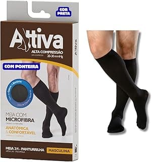 Meia de Compressão Masculina 3/4 Panturrilha Alta Compressão 20-30 Com Ponteira ATTIVA