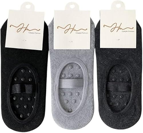 Kit Pares Meias Sapatilha Antiderrapante para Pilates e Yoga, Malha, Cores Sortidas e preta (BR, Alfa, Único, Regular, Regular, 2, Cores escuras)