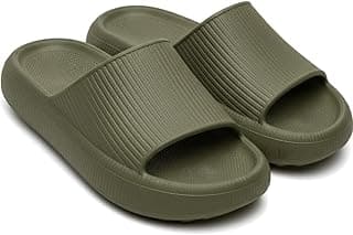 Par de chinelos slide verde oliva antiderrapante
