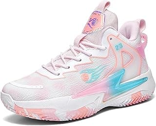Tênis de basquete feminino Moodeng rosa branco azul antiderrapante respirável