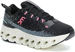 Tênis feminino preto e rosa DM Damando alta performance corrida academia