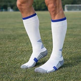 Generic Meias de futebol americano até o joelho acolchoadas meias esportivas com absorção de choque, meias atléticas de treinamento de futebol para jovens, homens e adultos