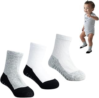 Kit Meia Pimpolho Bebe Antiderrapente Número 21 ao 25, Kit com 3 Pares de Meias Lisas Infantil, Base Escura,Algodão e Elastano, Tamanho 1 a 3 anos