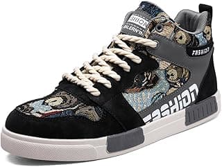 WELRUNG Tênis de skate masculino moderno de cano alto estilo chinês elegante confortável skate corrida corrida caminhada, Preto, cinza, 41