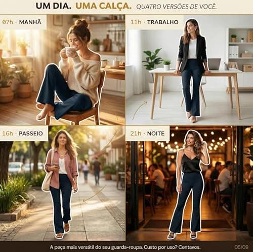 1 Calça Flare Legging Suplex Feminina Esportiva Casual Dia a Dia Zero Transparência Cintura Alta Levanta Bumbum Leg Bailarina Elasticidade 4 Vias Cós Duplo (BR, Alfa, M, Regular, Regular, Preto)