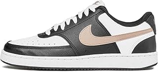 Tênis Nike feminino Court Vision Low Next Nature preto e branco com swoosh bege