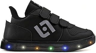 Tênis infantil preto com LED, solado colorido, logo branco, CALCADOS LGHT LIGHT
