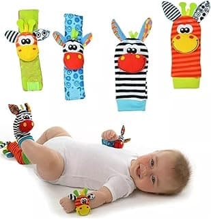 Genérico Kit Meias e Pulseiras com Chocalho para Bebê 4 Peças Infantis