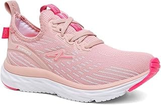 Tênis feminino de corrida rosa com sola branca e detalhes em pink