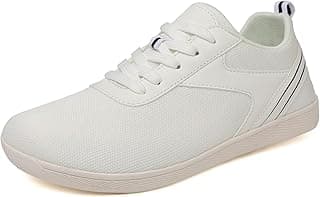 Tênis branco minimalista Dinint para corrida com sola zero drop