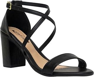 Alafine Sandália Feminina Salto Bloco Grosso Moda Casual Básico Brilho Confortável