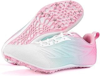 Tênis de corrida Ifrich rosa e branco com spikes para atletas
