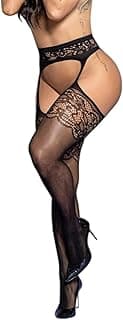 Genérico Meia Calça 7/8 Lisa Com Renda Cinta Liga Integrada Cor Preto Tamanho Unico