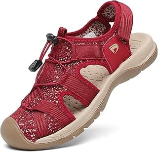 Dannto Sandálias esportivas femininas com bico fechado, malha para caminhadas, atividades ao ar livre, atléticas, casuais, caminhadas, sapatos aquáticos