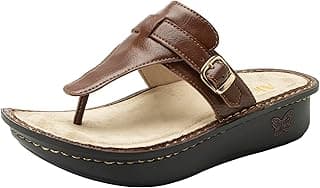 Alegria PG Lite Alegria Kennedi – Sandália de couro ajustável – Conforto atemporal, suporte de arco e sapato feminino elegante para elegância diária e antiderrapante – Profissionais de enfermagem e saúde, Marrone,