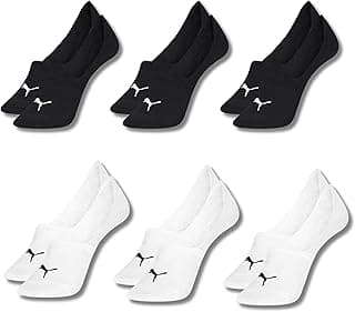 PUMA Kit 6 Pares Meias Sapatilha Super Invis�vel Feminino Adulto, 3 Brancas - 3 Pretas, 34-38