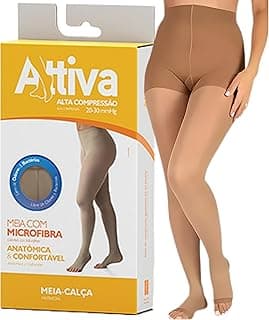 Meia de Compressão Feminina Meia Calça Alta Compressão 20 - 30 Sem Ponteira Natural ATTIVA